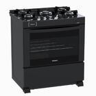 Fogao 5 Bocas Venax Delplus Vitreo Bl Preto Fosco Gas Glp