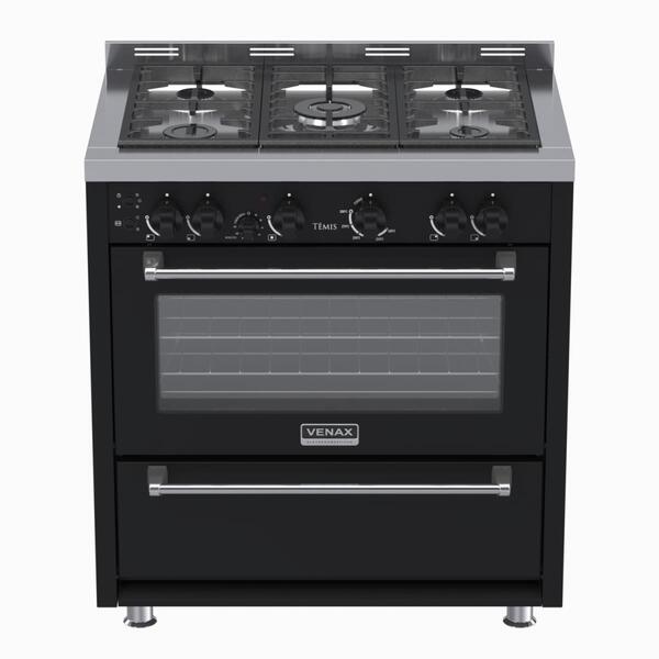 Fogao 5 Bocas Venax Temis Preto Gas Glp