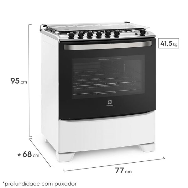 Fogão 6 Bocas Electrolux Branco Com Porta Full Glass E Vidro