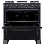 Fogão  5 Bocas Atlas Mônaco Plus Preto Com Mesa Inox  Bivolt