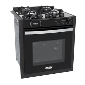 Fogão 4 Bocas de Embutir Venax Gaudi Platinum Vitreo Preto Mesa em Vidro - Bivolt