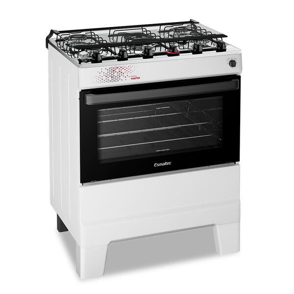 Fogão A Gás Mesa Inox Tampa De Vidro Forno 84l Esmaltec Ideal