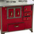 Fogão A Lenha Barroco Venâncio 03 Gabinete Com Tampa Vermelho