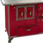 Fogão A Lenha Barroco Venâncio 03 Gabinete Com Tampa Vermelho