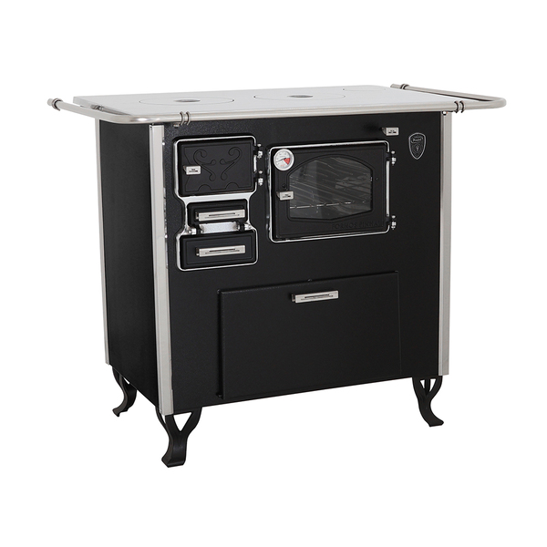 Fogão A Lenha C/forninho Dir Preto Fornos Pinhal Alumínio N2