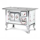 Fogão A Lenha N2 Ferro Fundido Esquerdo Branco Floreio Porta