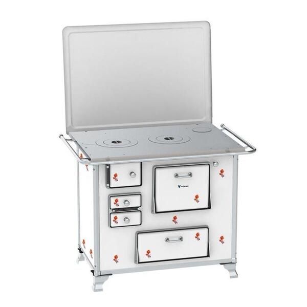 Fogão A Lenha N 2 Gab Branco Flor Com Tampa Saida Esquerda