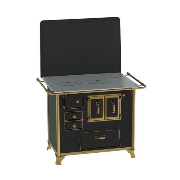 Fogão A Lenha N 2 Gab Renaissance Preto Tampa Saida Esquerda