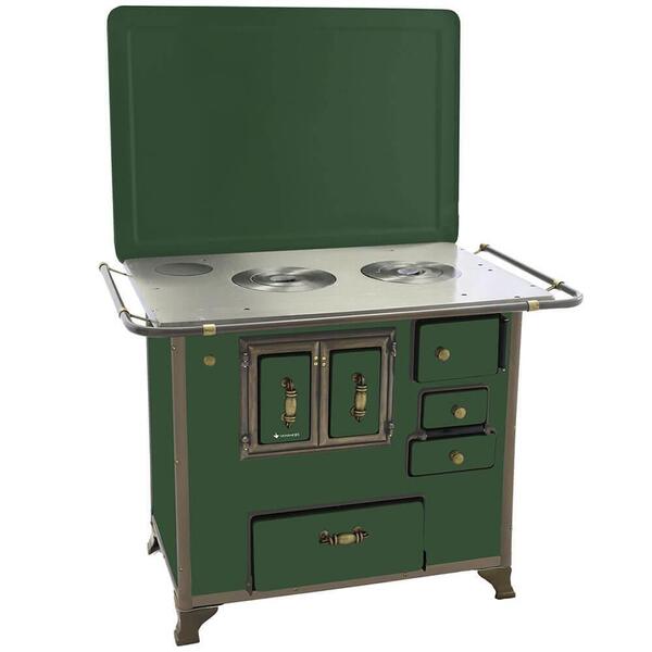 Fogão A Lenha Venâncio  Barroco Verde Gabinete Nº03 Lado Esqu