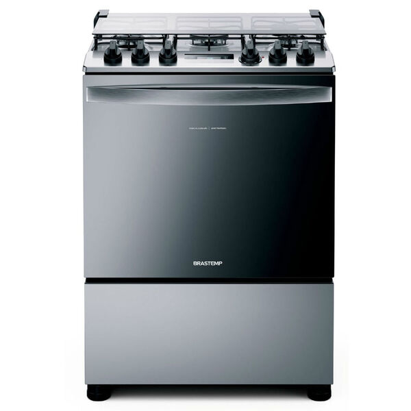 Fogão Brastemp 5 Bocas Cor Inox Com Turbo Chama E Touch Timer