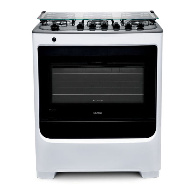 Fogão Consul 6 Bocas Branco Com Botões Removíveis E Vidro Int
