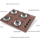 Fogão Cooktop 4 Bocas Ultra Chama Bivolt Chamalux - Marrom
