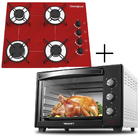 Fogão Cooktop 4 Bocas Vermelho + Forno De Eletrico 48 Plus 22