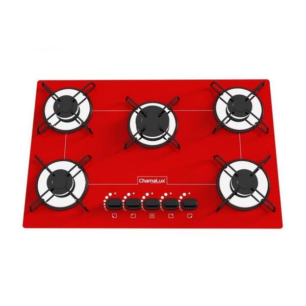 Fogão Cooktop 5 Boca Vermelho - Bivolt - Chamalux