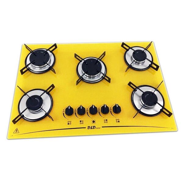 Fogão Cooktop 5 Bocas A Gás D&d Metal Amarelo Bivolt