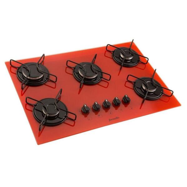 Fogão Cooktop 5 Bocas A Gás Fornello Vermelho For05ve Bivolt