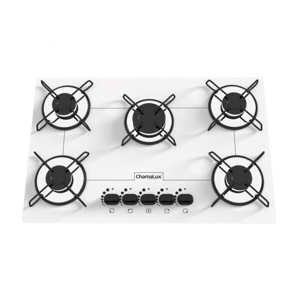 Fogão Cooktop 5 Bocas Branco Bivolt Chamalux