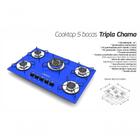Fogão Cooktop 5 Bocas Tripla Chama Bivolt Chamalux - Azul