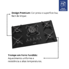 Fogão Cooktop 5 Bocas Tripla Chama Itatiaia Trempe Ferro Fund