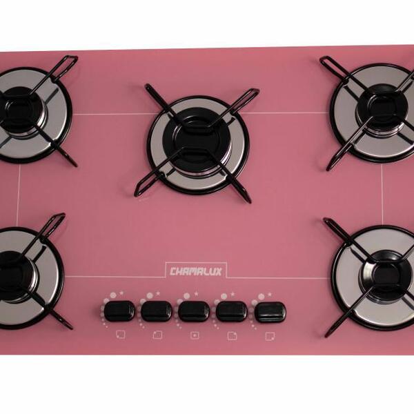 Fogão Cooktop 5 Bocas Ultra Chama Rosa