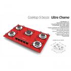 Fogão Cooktop 5 Bocas Ultrachama Vermelho Bivolt Gás Natural