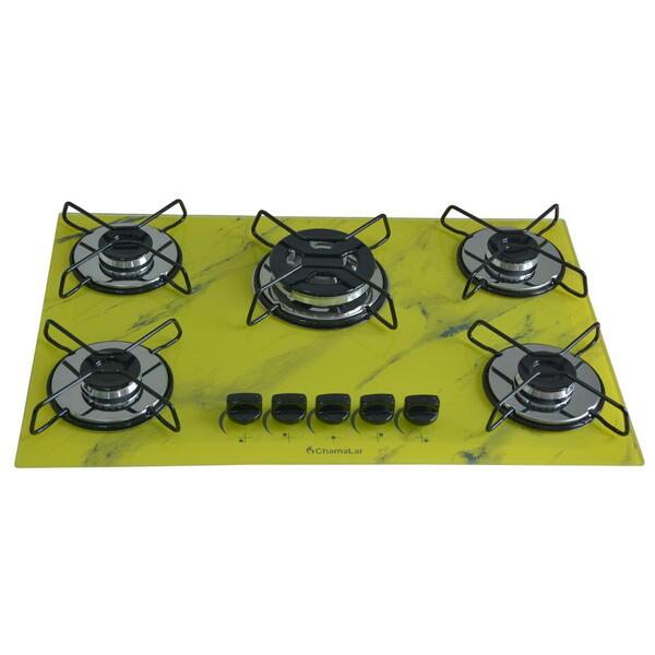 Fogão Cooktop 5bocas Tripla Chama 127/220v Marmo Amarelo