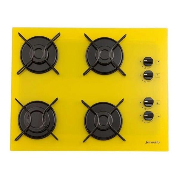Fogão Cooktop A Gás 4 Bocas Amarelo Fornello Bivolt