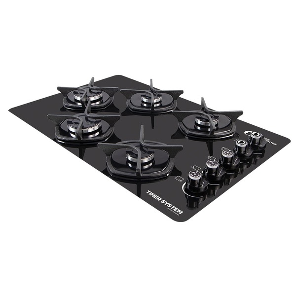Fogão Cooktop A Gás 5 Bocas Sistema De Segurança E Tremp Ferr