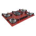 Fogão Cooktop Chapa 5bocas Tripla Chama 127/220v Mar Verm