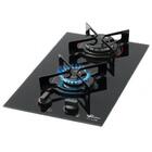 Fogao Cooktop Fischer 2q Fit Line Gas Mesa Vidro Preto Bivolt