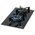 Fogao Cooktop Fischer 2q Fit Line Gas Mesa Vidro Preto Bivolt