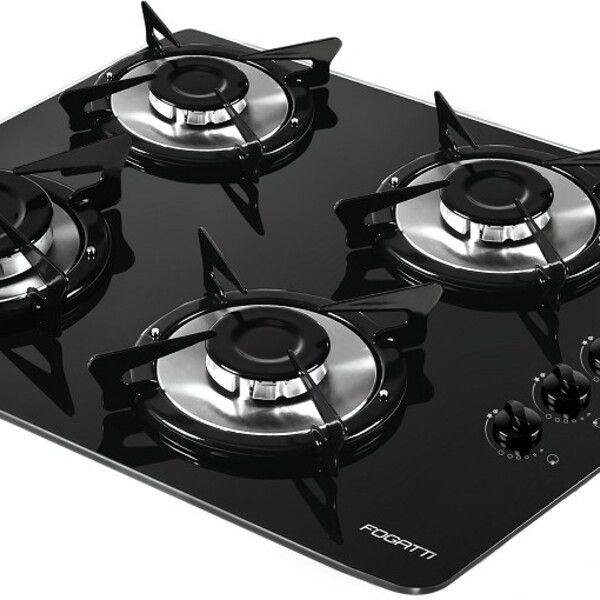 Fogão Cooktop V400 Preto 4 Bocas - Fogatti Inox