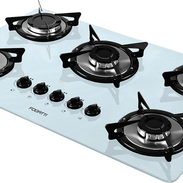 Fogão Cooktop V500x Branco 5 Bocas Bivolt - Fogatti Inox