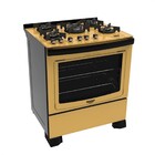 Fogão Dakolors Amarelo 5 Bocas Mesa de Vidro Dako Bivolt