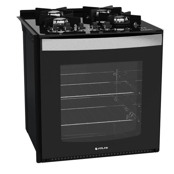 Fogão De Embutir 4 Bocas Preto Com Frente Em Vidro Preto E Me