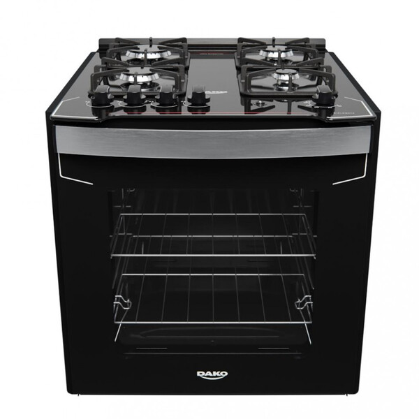 Fogão De Embutir 4 Bocas Preto Com Mesa De Vidro Dako Diploma