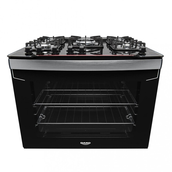 Fogão De Embutir 5 Bocas Preto Com Mesa De Vidro Dako Diploma
