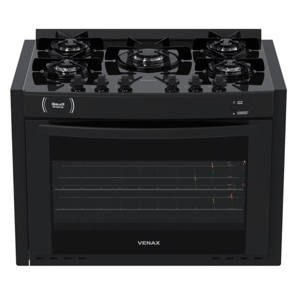 Fogao De Embutir 5 Bocas Venax Gaudi Prisma Vitreo Bl Preto G