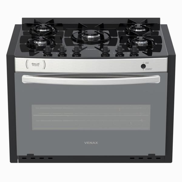 Fogao De Embutir 5 Bocas Venax Gaudi Prisma Vitreo El Inox Ga