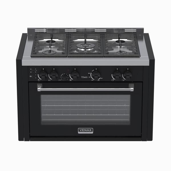 Fogao De Embutir 5 Bocas Venax Temis Preto Fosco Gas Glp