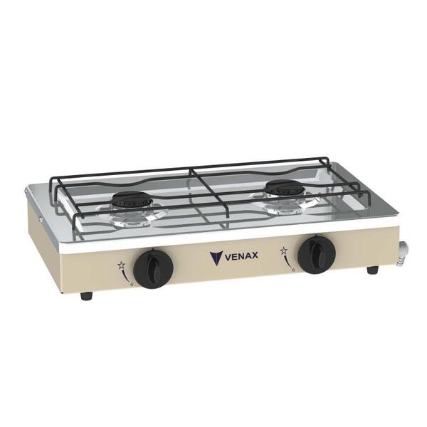 Fogao De Mesa 2 Bocas Venax Flamalar Sem Tampa Bege Gas Glp