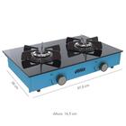 Fogao De Mesa 2 Bocas Venax Flamalar Vitreo Azul Gas Glp