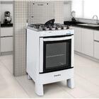 Fogão De Piso Esmaltec 4 Bocas Ágata, Mesa De Inox, Branco, B