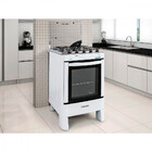 Fogão De Piso Esmaltec 4 Bocas Ágata, Mesa De Inox, Branco, B