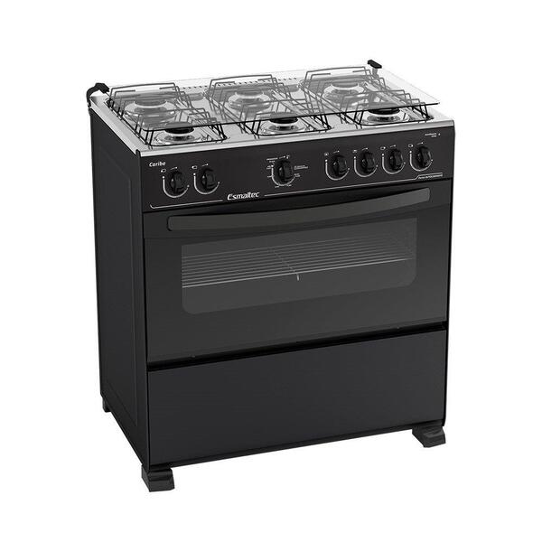 Fogão De Piso Esmaltec 6 Bocas Caribe, Mesa De Inox, Acendime