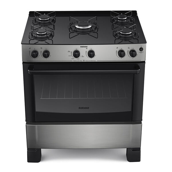 Fogão De Piso Itatiaia Essencial 5 Bocas Mesa De Vidro Inox –