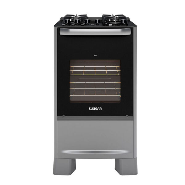 Fogão De Piso Suggar 4 Bocas Best Glass Prata – Bivolt