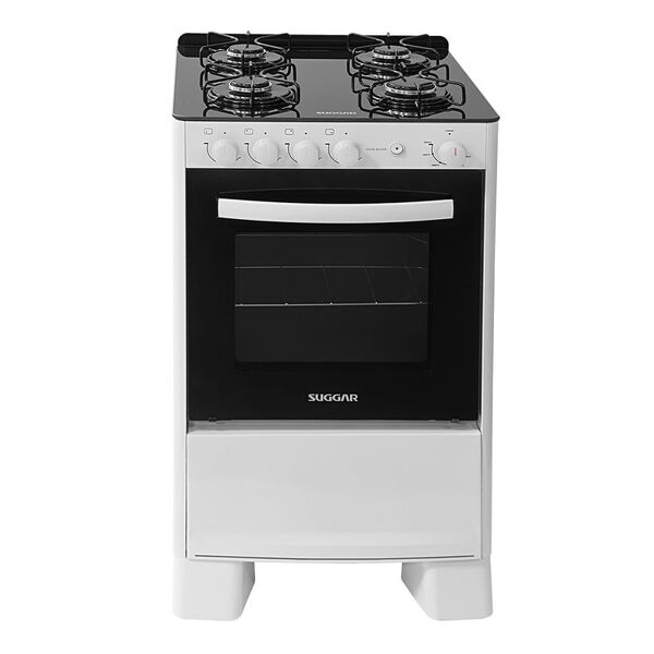 Fogão De Piso Suggar 4 Bocas Cook Glass Branco – Bivolt