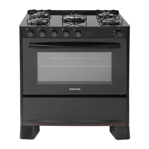 Fogão De Piso Suggar 5 Bocas Cook Glass Preto – Bivolt