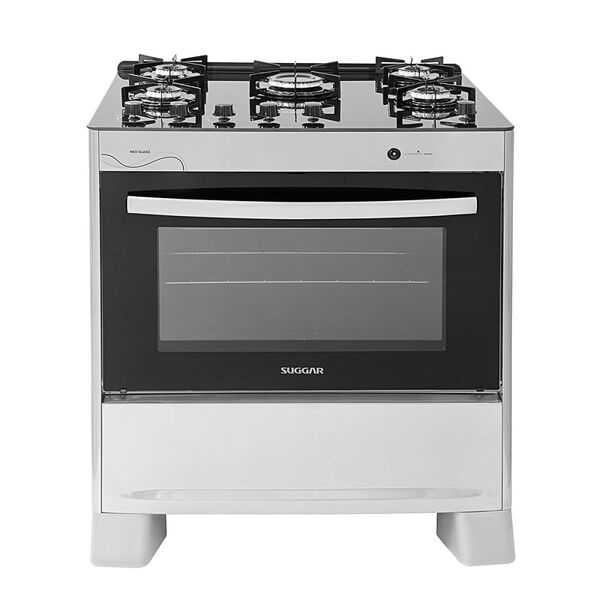 Fogão De Piso Suggar 5 Bocas Neo Glass Prata – Bivolt